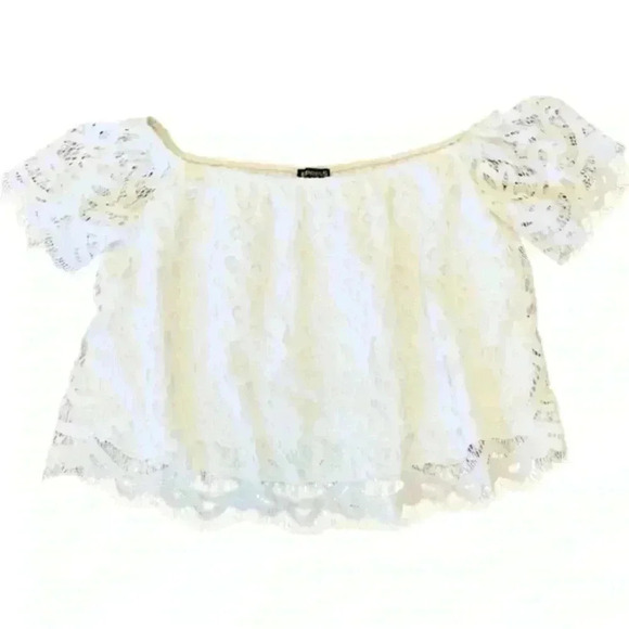 Express Lace off Shoulder Crop Top - Picture 2 of 8